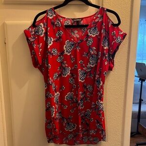 Express Red Floral Women's Top